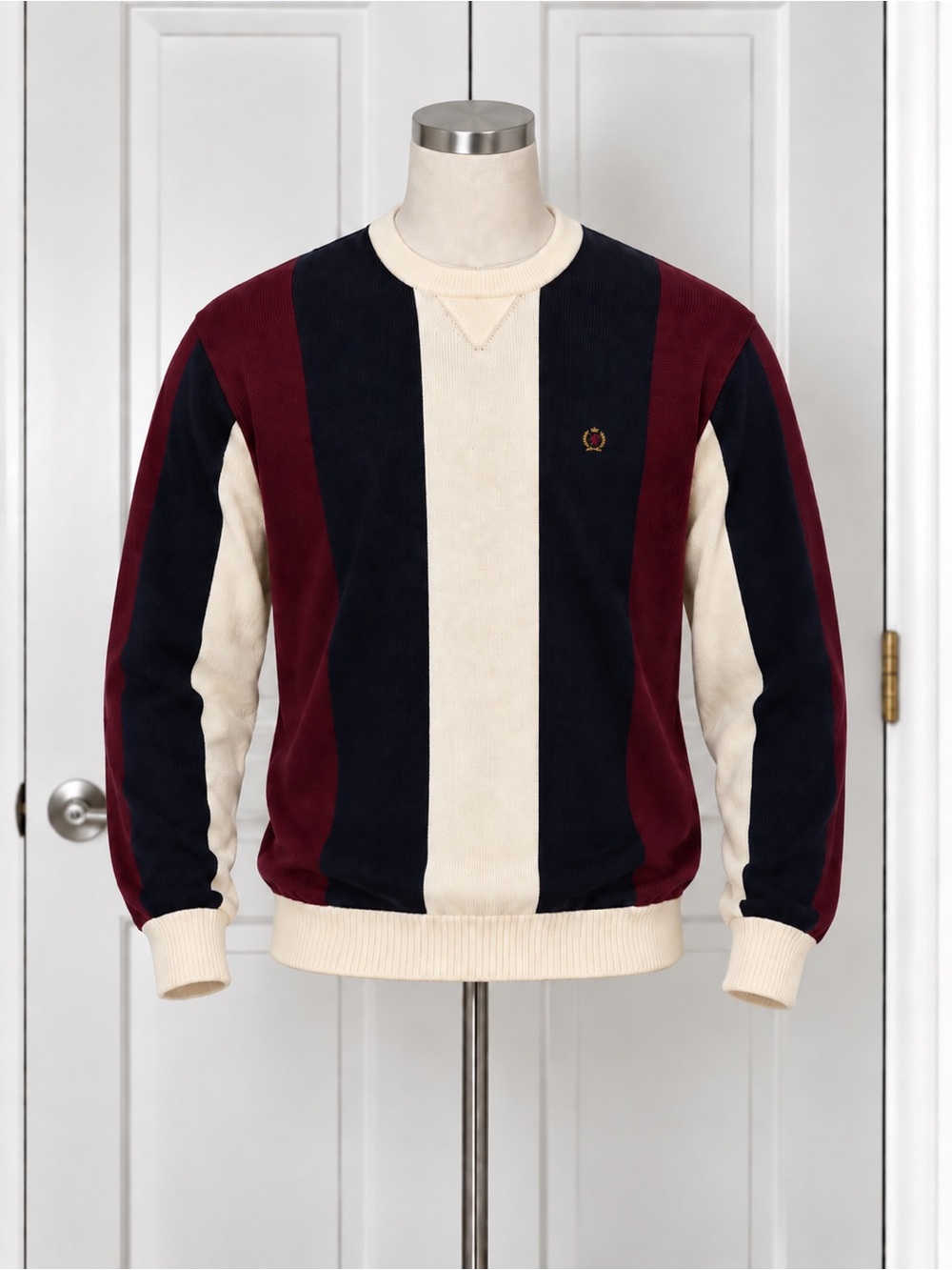 Vintage 90s Tommy Hilfiger Men's XL Striped Cotton Crewneck Sweater